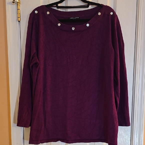 Cable & Gauge Tops - Cable & Gauge Rich Purple Blouse with Silver Button Details